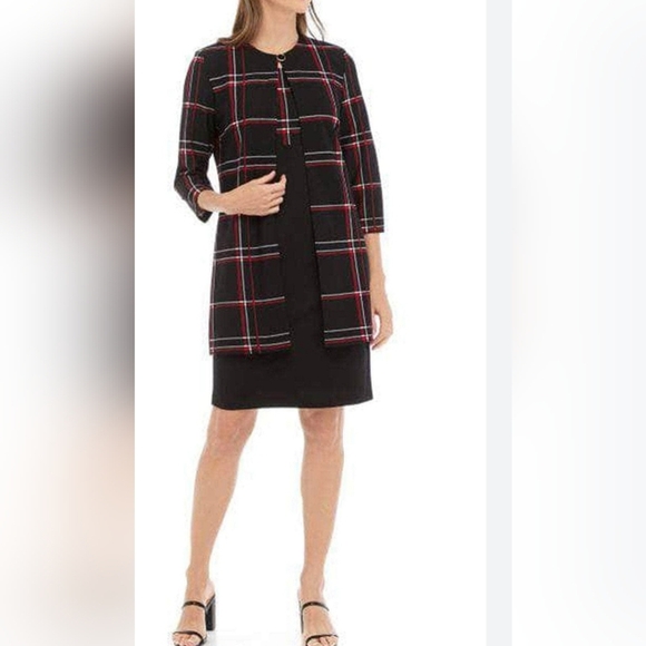 Danny&Nicolee Dresses & Skirts - Danny & Nicolee Sz.8 lack and Red Plaid Mini Dress with Matching Jacket